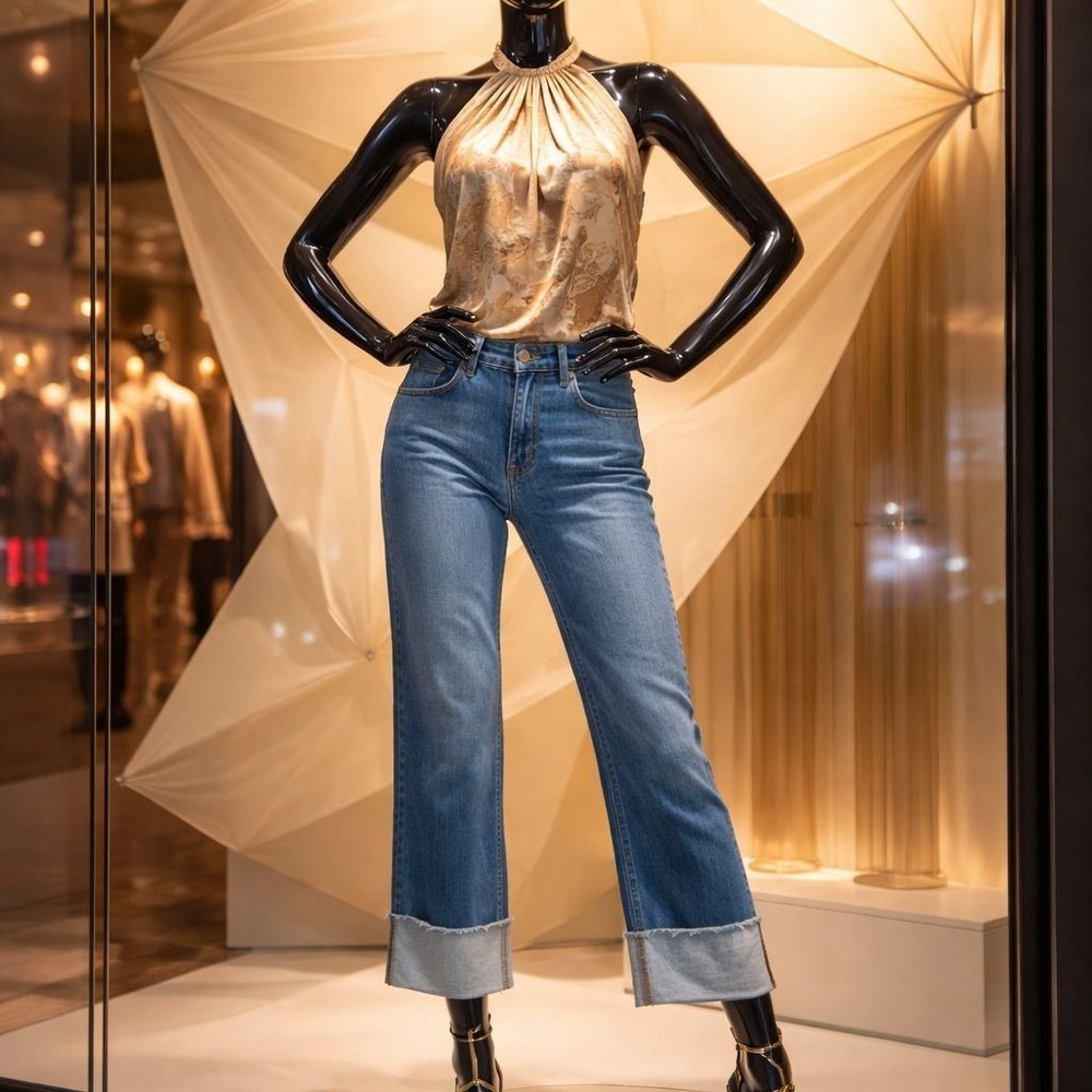 Anthropologie The Scotty Cuffed High-Rise Straight-Leg Jean by Pilcro Sz 30